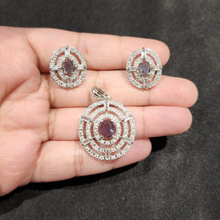 Payton Purple CZ Diamond Simulant Pendant Set (Chain included) - ECLAT INDIAN JEWELSNecklace Sets - Pendant SetsPurple