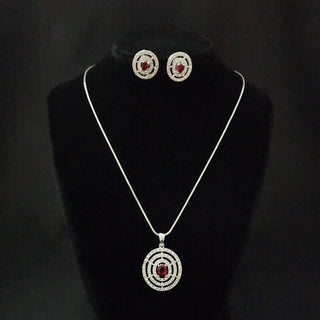 Payton Red CZ Diamond Simulant Pendant Set (Chain included) - ECLAT INDIAN JEWELSNecklace Sets - Pendant SetsRed