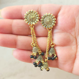 Penny Black Gold Finish Earrings - ECLAT INDIAN JEWELSEarringsBlack
