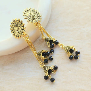 Penny Black Gold Finish Earrings - ECLAT INDIAN JEWELSEarringsBlack