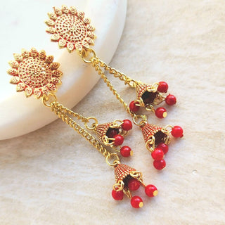 Penny Red Gold Finish Earrings - ECLAT INDIAN JEWELSEarringsRed