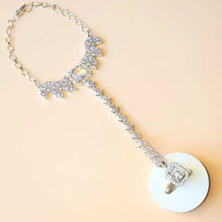 Penny White Diamond Simulant Hathphool (Single) - ECLAT INDIAN JEWELSHath PhoolWhite