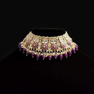 Petra Purple Kundan Meenakari Choker Set - ECLAT INDIAN JEWELSNecklace SetsPurple