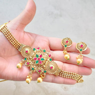 Peyton Kemp Rajwadi Choker Necklace Set - ECLAT INDIAN JEWELSNecklace SetsGold