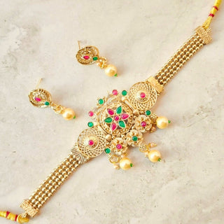 Peyton Kemp Rajwadi Choker Necklace Set - ECLAT INDIAN JEWELSNecklace SetsGold