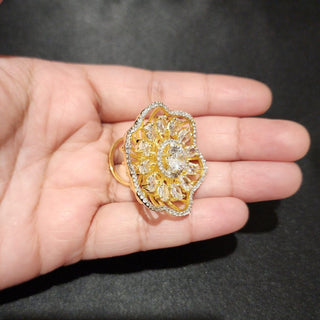 Philippa Gold Adjustable Diamond Simulant Ring - ECLAT INDIAN JEWELSRingsWhite