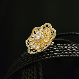 Philippa Gold Adjustable Diamond Simulant Ring - ECLAT INDIAN JEWELSRingsWhite