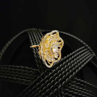 Philippa Gold Adjustable Diamond Simulant Ring - ECLAT INDIAN JEWELSRingsWhite