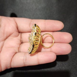 Philippa Gold Adjustable Diamond Simulant Ring - ECLAT INDIAN JEWELSRingsWhite