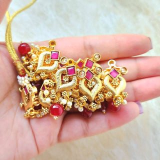 Phoebe Red Polki 22k Gold Plated Necklace Set - ECLAT INDIAN JEWELSNecklace SetsRed