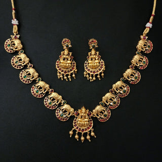 Phoebe Temple Jewellery Necklace Set - ECLAT INDIAN JEWELSNecklace SetsMulticolour