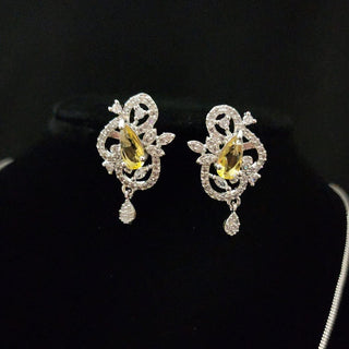 Phoebe Yellow CZ Diamond Simulant Pendant Set (Chain included) - ECLAT INDIAN JEWELSNecklace Sets - Pendant SetsYellow