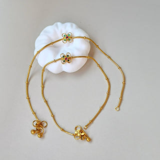 Phoenix Multicolour Gold Plated Anklets / Payal - ECLAT INDIAN JEWELSAnklets (Payal)Gold