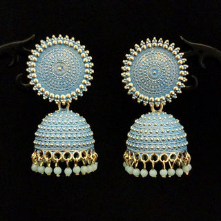 Piper Light Blue Jhumki Earrings - ECLAT INDIAN JEWELSEarringsBlue