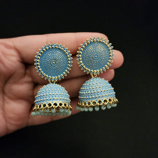 Piper Light Blue Jhumki Earrings - ECLAT INDIAN JEWELSEarringsBlue