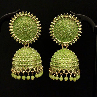 Piper Light Green Jhumki Earrings - ECLAT INDIAN JEWELSEarringsGreen