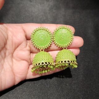 Piper Light Green Jhumki Earrings - ECLAT INDIAN JEWELSEarringsGreen