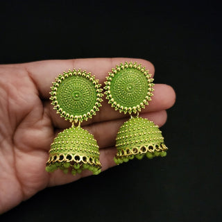 Piper Light Green Jhumki Earrings - ECLAT INDIAN JEWELSEarringsGreen