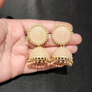 Piper Peach Jhumki Earrings - ECLAT INDIAN JEWELSEarringsPeach