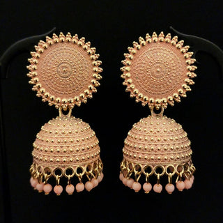 Piper Peach Jhumki Earrings - ECLAT INDIAN JEWELSEarringsPeach