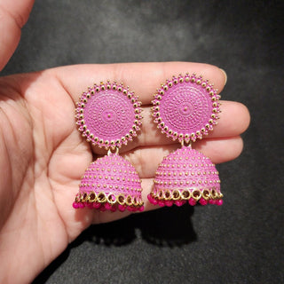 Piper Pink Jhumki Earrings - ECLAT INDIAN JEWELSEarringsPink