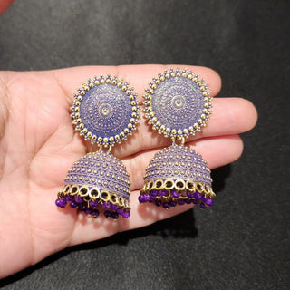 Piper Purple Jhumki Earrings - ECLAT INDIAN JEWELSEarringsPurple