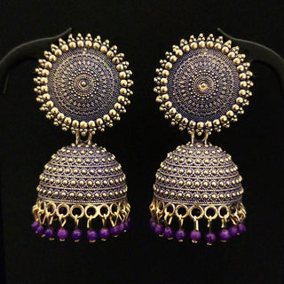 Piper Purple Jhumki Earrings - ECLAT INDIAN JEWELSEarringsPurple