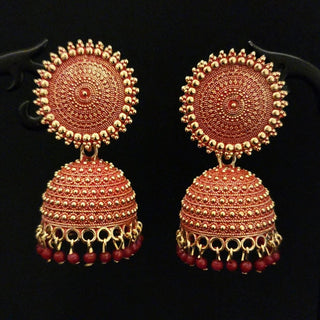 Piper Red Jhumki Earrings - ECLAT INDIAN JEWELSEarringsRed