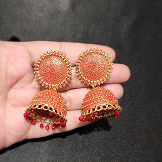 Piper Red Jhumki Earrings - ECLAT INDIAN JEWELSEarringsRed