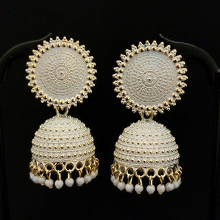 Piper White Jhumki Earrings - ECLAT INDIAN JEWELSEarringsWhite