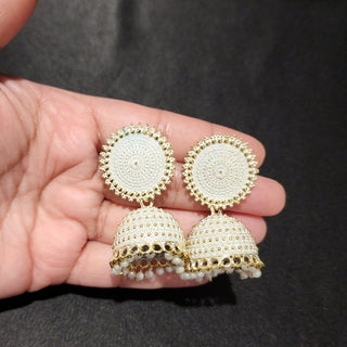 Piper White Jhumki Earrings - ECLAT INDIAN JEWELSEarringsWhite