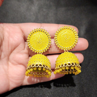 Piper Yellow Jhumki Earrings - ECLAT INDIAN JEWELSEarringsYellow