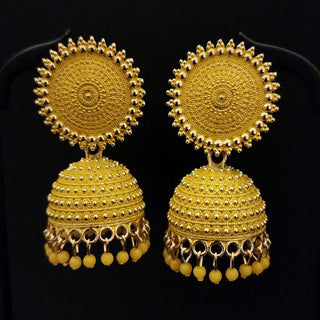 Piper Yellow Jhumki Earrings - ECLAT INDIAN JEWELSEarringsYellow