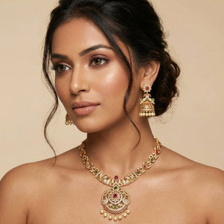 Pippa Multicolour Luxury CZ Diamond Simulant Necklace Set - ECLAT INDIAN JEWELSNecklace SetsGold