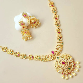 Pippa Multicolour Luxury CZ Diamond Simulant Necklace Set - ECLAT INDIAN JEWELSNecklace SetsGold