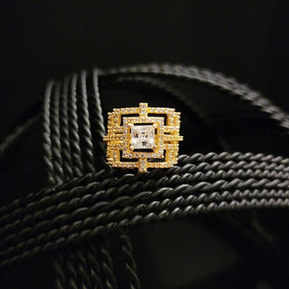 Presley Gold Adjustable Diamond Simulant Ring - ECLAT INDIAN JEWELSRingsWhite