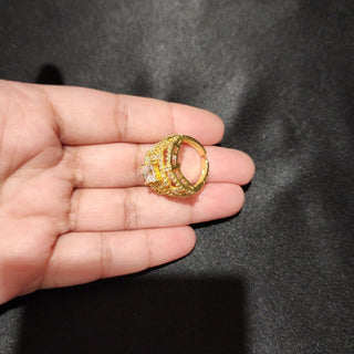 Presley Gold Adjustable Diamond Simulant Ring - ECLAT INDIAN JEWELSRingsWhite