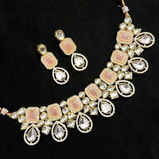 Prudence Peach Flexible Kundan Choker Set - ECLAT INDIAN JEWELSNecklace SetsPeach