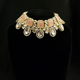 Prudence Peach Flexible Kundan Choker Set - ECLAT INDIAN JEWELSNecklace SetsPeach