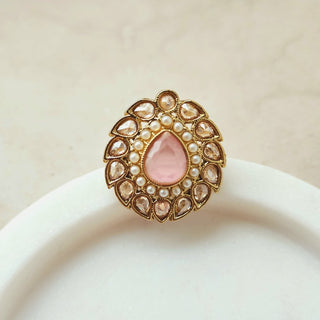 Quinn Pink Polki Pearl Ring - ECLAT INDIAN JEWELSRingsPink