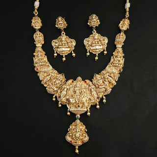 Quinn Temple Jewellery Gold Necklace Set - ECLAT INDIAN JEWELSNecklace SetsGold