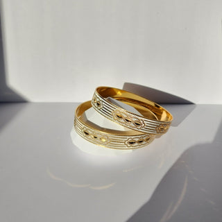 Quinnie 22k Gold & Silver Bangle Set (Pair) (2.4, 2.6, 2.8 & 2.10) - ECLAT INDIAN JEWELSBangle, Kadas & Bracelets2.6