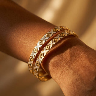 Quintessa 22k Gold & Silver Bangle Set (Pair) (2.4, 2.6, 2.8 & 2.10) - ECLAT INDIAN JEWELSBangle, Kadas & Bracelets2.6