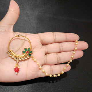 Rabia Multicolour Nath (no piercing needed) - ECLAT INDIAN JEWELSNose Ring (Nath)Gold