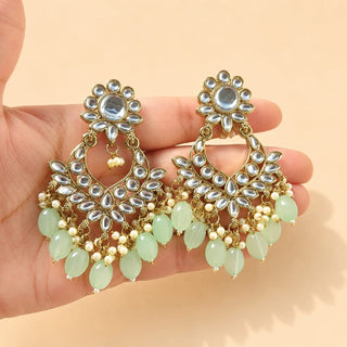 Rachel Light Green Kundan Necklace Set with Tikka and Passa - ECLAT INDIAN JEWELSNecklace SetsGreen