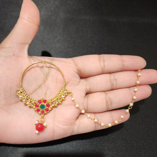 Rachel Multicolour Gold Nath (no piercing needed) - ECLAT INDIAN JEWELSNose Ring (Nath)Gold