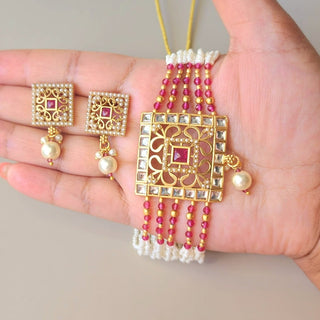 Rachel Pink Kundan Choker Set - ECLAT INDIAN JEWELSChoker setsPink