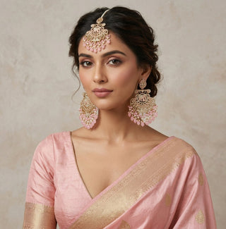 Radhika Light Pink Polki Tikka Set - ECLAT INDIAN JEWELSTikka SetsPink