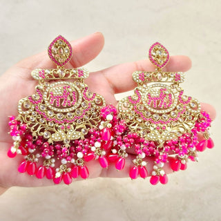 Radhika Magenta Pink Polki Tikka Set - ECLAT INDIAN JEWELSTikka SetsPink