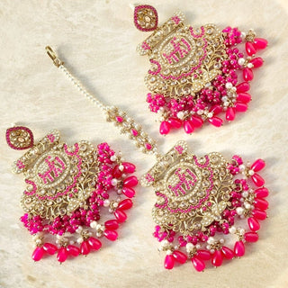 Radhika Magenta Pink Polki Tikka Set - ECLAT INDIAN JEWELSTikka SetsPink